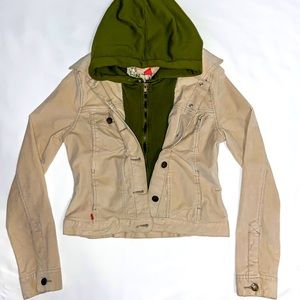 Pink corduroy cropped zip up jacket